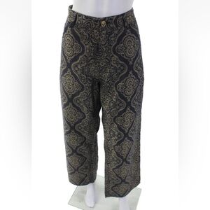 Etro Metallic Brocade Paisley Print Wide-Leg Jeans